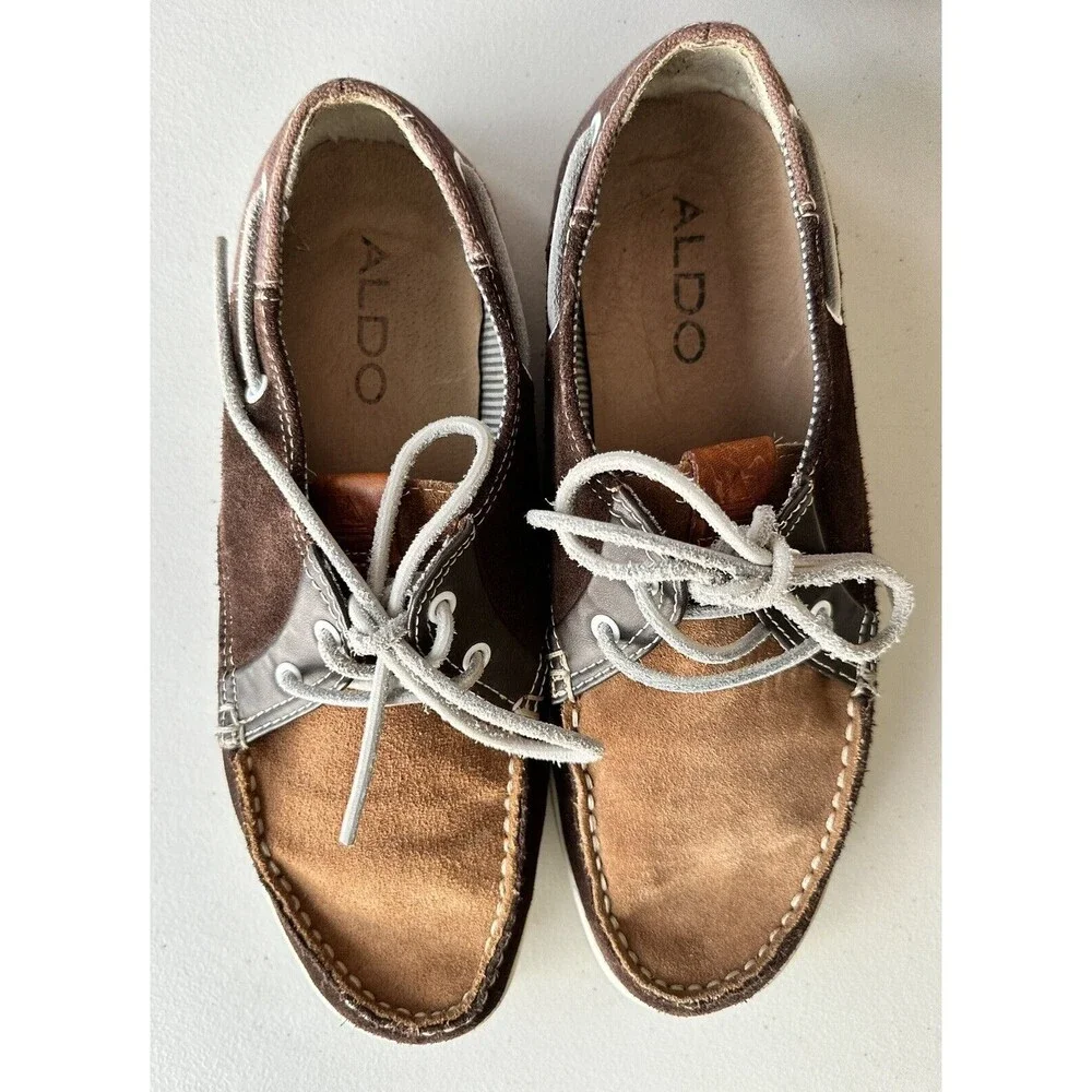 Aldo Boat Shoes Men Size 9 Tan Brown Suede Rapalo-21